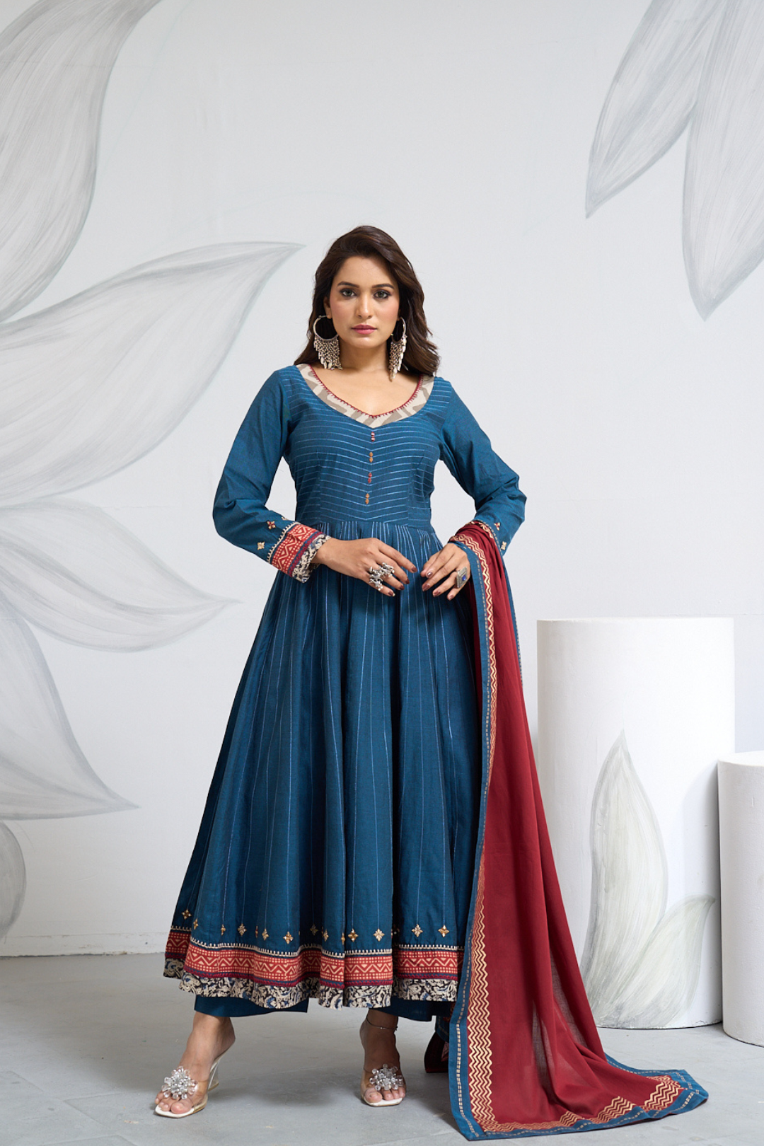 Indigo Blue Anarkali Set with Dupatta