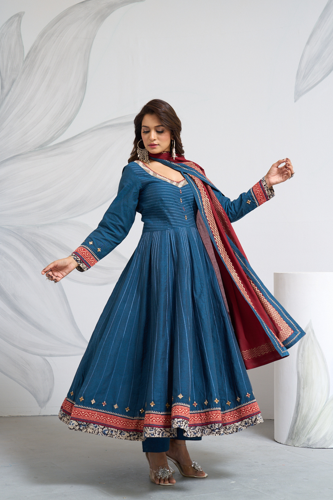 Indigo Blue Anarkali Set with Dupatta