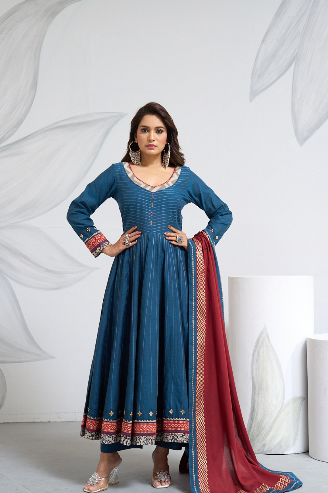 Indigo Blue Anarkali Set with Dupatta