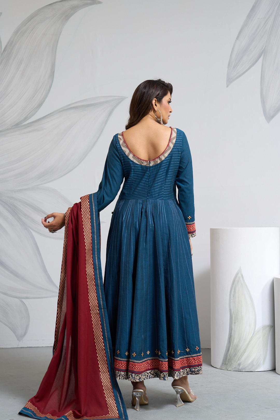 Indigo Blue Anarkali Set with Dupatta