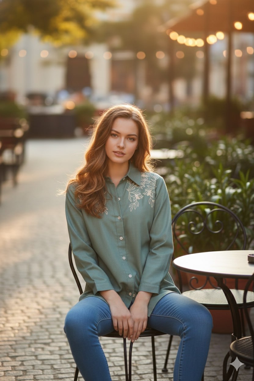 Dusty Green Tensil Linen Shirt – Collar Type – Full Sleeve