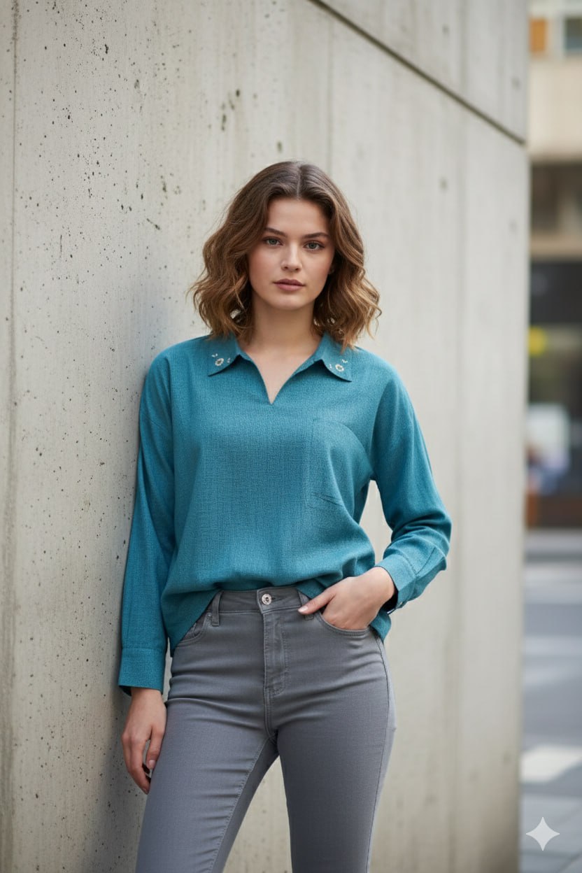 L Rama Tensil Linen Shirt – Short Sleeve – Collar Type – Office