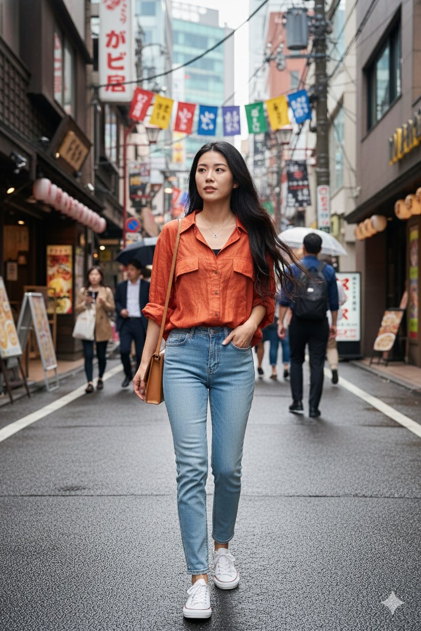 Rust Bemberg Silk Shirt – Free Size – Regular Wear – Casual