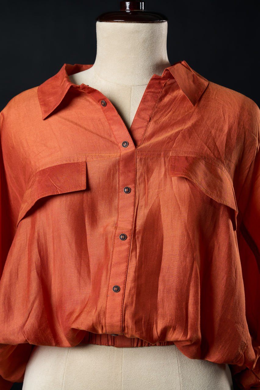 Rust Bemberg Silk Shirt – Free Size – Regular Wear – Casual